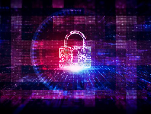 Digital Padlock on Technology Background - Web Security